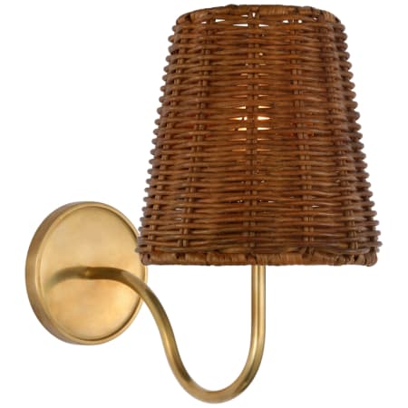 Visual Comfort Lyndsie 11" Tall Wall Sconce with Dark Wicker Shade Hand-Rubbed Antique Brass