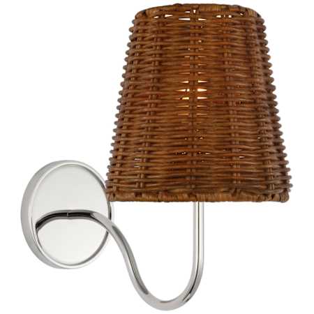 Visual Comfort Lyndsie 11" Tall Wall Sconce with Dark Wicker Shade Polished Nickel