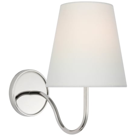Visual Comfort Lyndsie 11" Tall Wall Sconce with White Linen Shade Polished Nickel