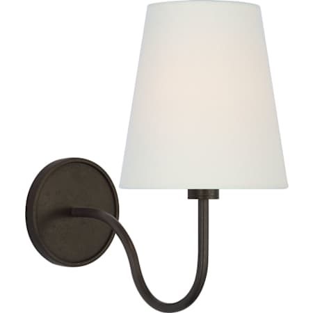 Visual Comfort Lyndsie 11" Tall Wall Sconce with Linen Shade Aged Iron