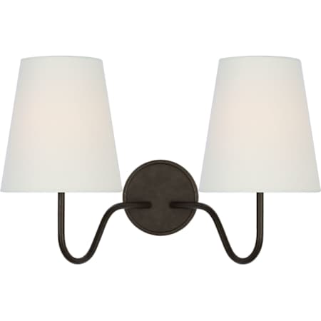 Visual Comfort Lyndsie 2 Light 11" Tall Wall Sconce with Linen Shades Aged Iron