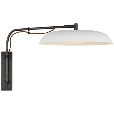 Visual Comfort Cyrus 14" Tall LED Swing Arm Hardwired or Plug-In Wall Sconce Bronze / White