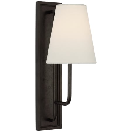 Visual Comfort Rui 14" Tall Wall Sconce with Linen Shade Aged Iron