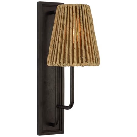 Visual Comfort Rui 14" Tall Wall Sconce with Natural Abaca Shade Aged Iron