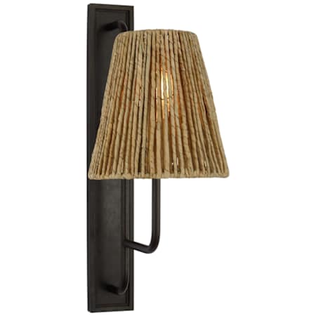 Visual Comfort Rui 20" Tall Wall Sconce with Natural Abaca Shade Aged Iron