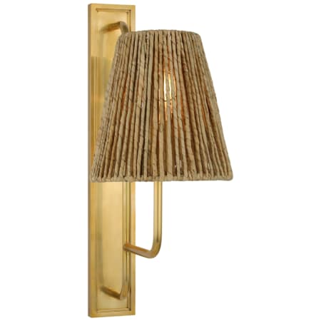 Visual Comfort Rui 20" Tall Wall Sconce with Natural Abaca Shade Hand-Rubbed Antique Brass