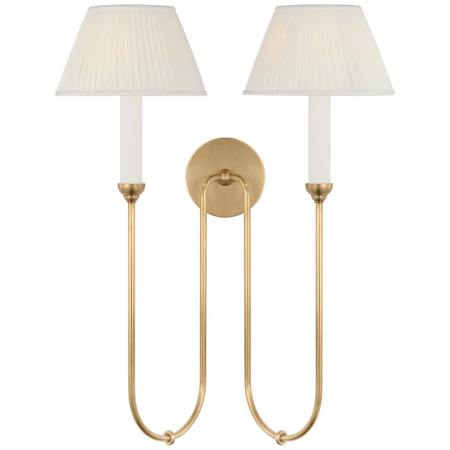 Visual Comfort Ingela 2 Light 24" Tall Wall Sconce Hand-Rubbed Antique Brass / Silk
