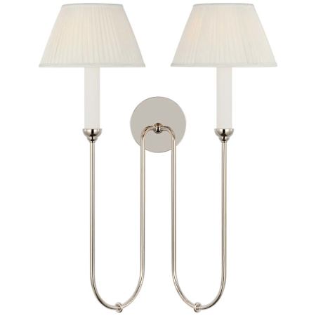 Visual Comfort Ingela 2 Light 24" Tall Wall Sconce Polished Nickel / Silk