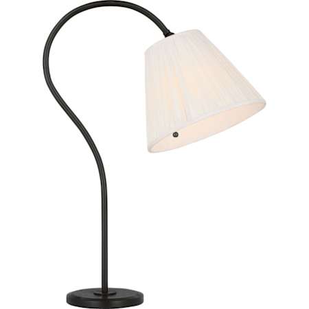 Visual Comfort Dume 24" Tall Gooseneck Table Lamp with Silk Shade Aged Iron