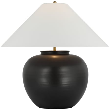 Visual Comfort Casey 25" Tall Vase Table Lamp with White Linen Shade Matte Black