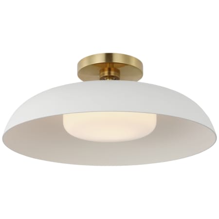 Visual Comfort Cyrus 16" Wide LED Semi-Flush Ceiling Fixture Hand-Rubbed Antique Brass / White