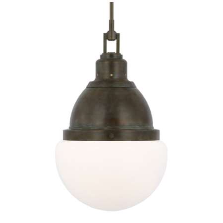 Visual Comfort Bernard 14" Wide Pendant with Frosted Glass Shade Bronze