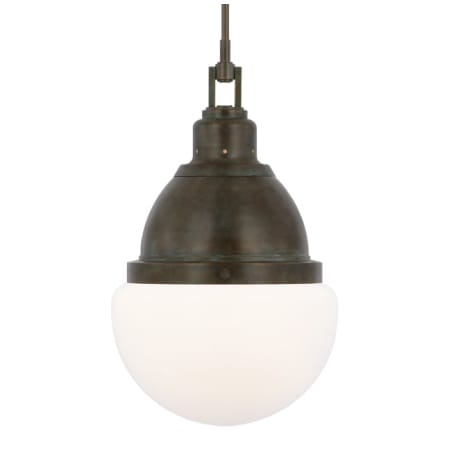 Visual Comfort Bernard 14" Wide Pendant with Frosted Glass Shade Bronze