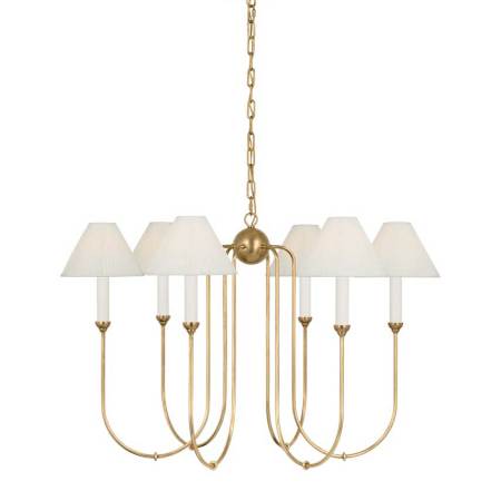 Visual Comfort Ingela 6 Light 36" Wide Chandelier Hand-Rubbed Antique Brass / Silk