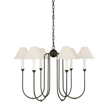 Visual Comfort Ingela 6 Light 36" Wide Chandelier Modern Iron / Silk
