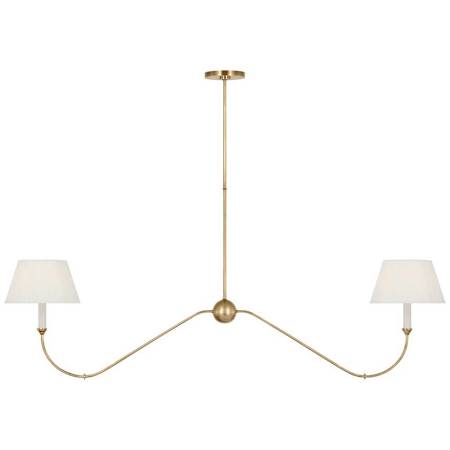 Visual Comfort Ingela 2 Light 65" Wide Chandelier Hand-Rubbed Antique Brass / Silk