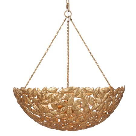 Visual Comfort Kelan 6 Light 24" Wide Pendant with Steel Leaf Shade Antique Gold