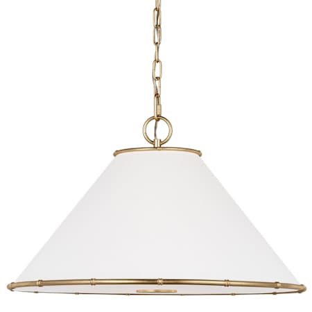 Visual Comfort Aldric 2 Light 22" Wide Pendant with Linen Shade Gild
