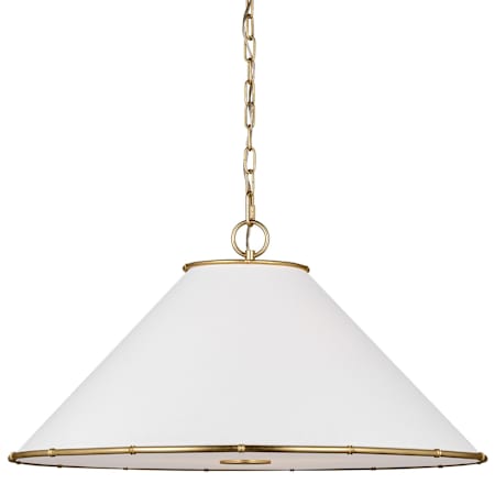 Visual Comfort Aldric 3 Light 28" Wide Pendant with Linen Shade Gild
