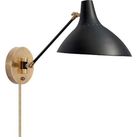 Visual Comfort Charlton 15" Hardwired or Plug-In Wall Light by AERIN Black / Brass