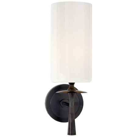 Visual Comfort Drunmore 14-1/4" High Wall Sconce with White Glass Shade Bronze