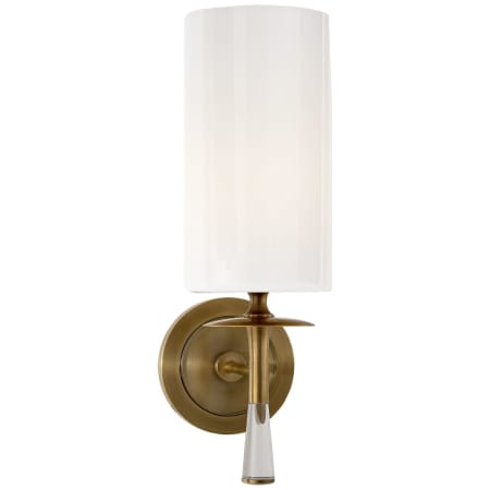 Visual Comfort Drunmore 14-1/4" High Wall Sconce with White Glass Shade Hand Rubbed Antique Brass