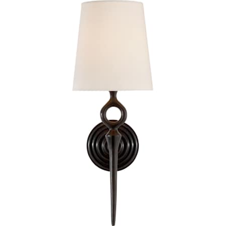 Visual Comfort Bristol 18" High Wall Sconce with Linen Shade Aged Iron