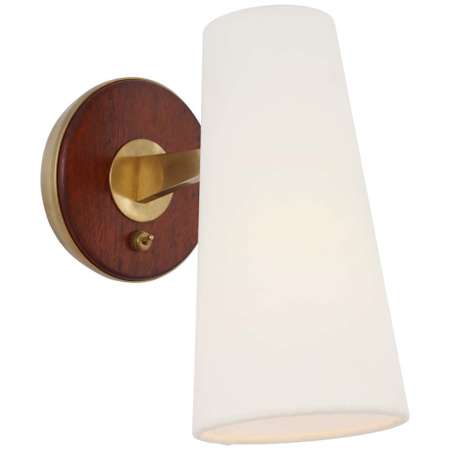 Visual Comfort Olina 10" Tall Wall Sconce Hand-Rubbed Antique Brass / Mahogany / Linen