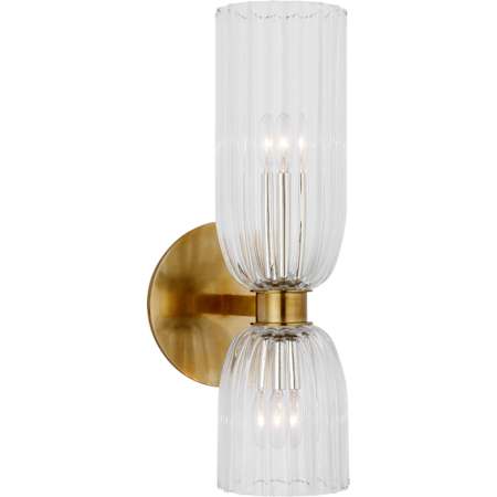 Visual Comfort Asalea 2 Light 16" Tall Bathroom Sconce Hand-Rubbed Antique Brass