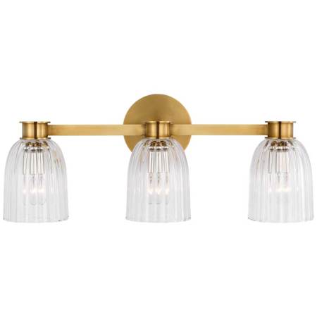 Visual Comfort Asalea 3 Light 21" Wide Vanity Light Hand-Rubbed Antique Brass / Clear Glass