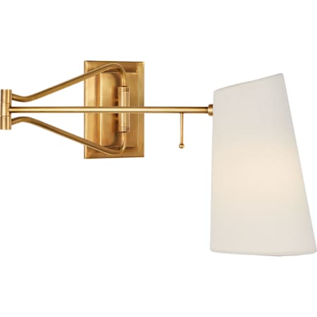 Visual Comfort Keil 10" Swing Arm Wall Light with Linen Shade by AERIN Hand-Rubbed Antique Brass