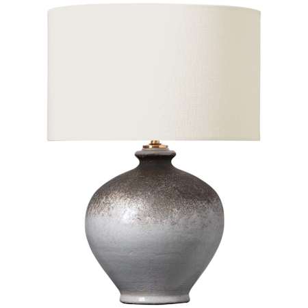 Visual Comfort Gaios 13" Tall Cordless LED Vase Table Lamp Galaxy Gray / Linen
