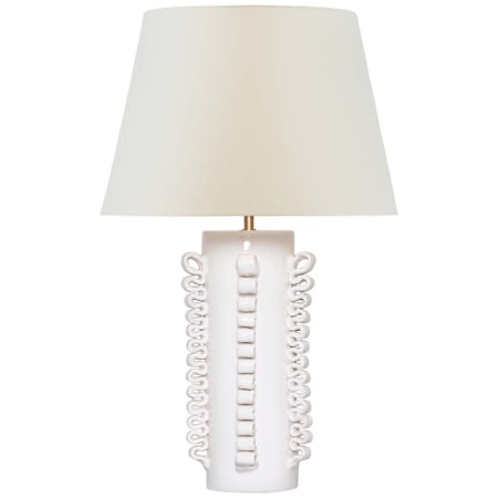 Visual Comfort Amandine 25" Tall Vase Table Lamp Glossy White Crackle / Linen