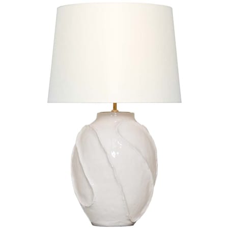 Visual Comfort Idalia 29" Tall Vase Table Lamp Glossy White Crackle / Linen
