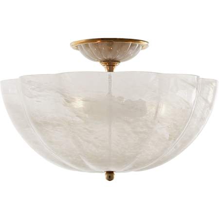 Visual Comfort Rosehill 16" Semi-Flush with White Strie Glass by AERIN Hand Rubbed Antique Brass
