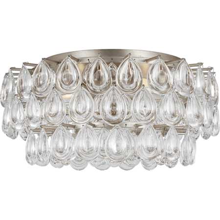 Visual Comfort Liscia 19" Medium Flush Mount with Crystal by AERIN Burnished Silver Leaf