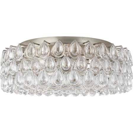 Visual Comfort Liscia 25" Large Flush Mount with Crystal by AERIN Burnished Silver Leaf