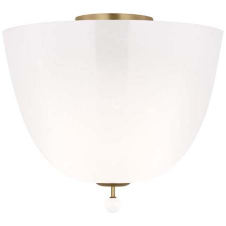 Visual Comfort Brisa 3 Light 14" Wide Semi-Flush Bowl Ceiling Fixture Hand-Rubbed Antique Brass / White Strie Glass