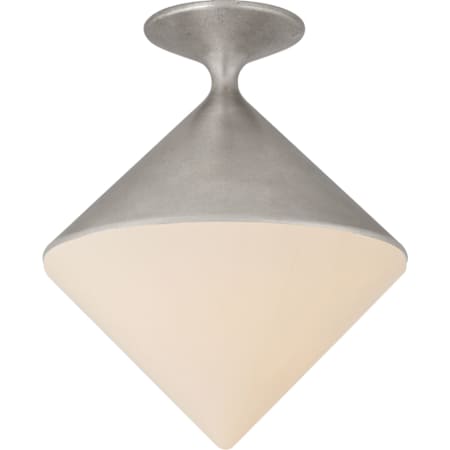Visual Comfort Sarnen 13" Small Flush Mount with White Glass by AERIN Burnished Silver Leaf