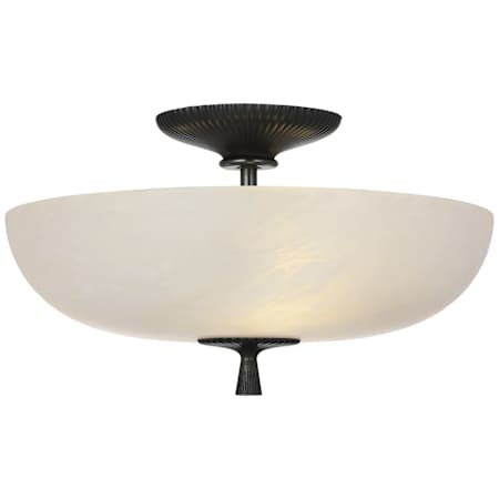 Visual Comfort Pascal 3 Light 14" Wide Semi-Flush Bowl Ceiling Fixture with Alabaster Shade Bronze
