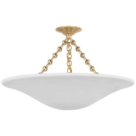Visual Comfort Mollino 3 Light 24" Wide Semi-Flush Bowl Ceiling Fixture Hand-Rubbed Antique Brass / Plaster White