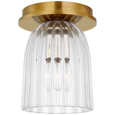 Visual Comfort Asalea 5" Wide Flush Mount Ceiling Fixture Hand Rubbed Antique Brass / Clear Glass