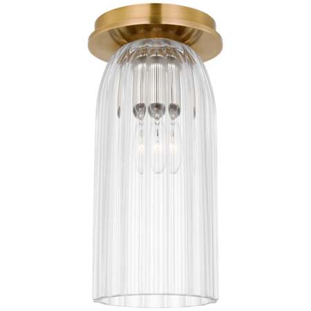 Visual Comfort Asalea 5" Wide Flush Mount Ceiling Fixture Hand-Rubbed Antique Brass / Clear Glass