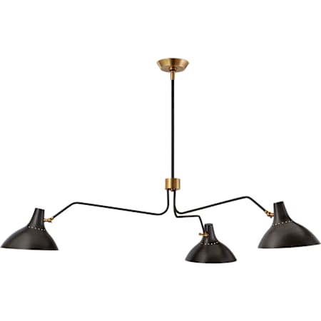 Visual Comfort Charlton 48" Large Triple Arm Chandelier by AERIN Black
