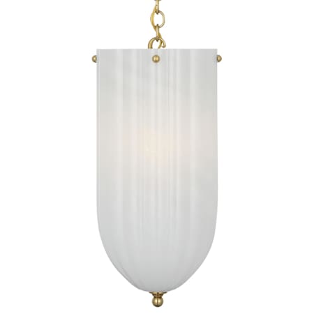 Visual Comfort Rosehill 8" Wide Mini Pendant with White Strie Glass Shade Hand-Rubbed Antique Brass