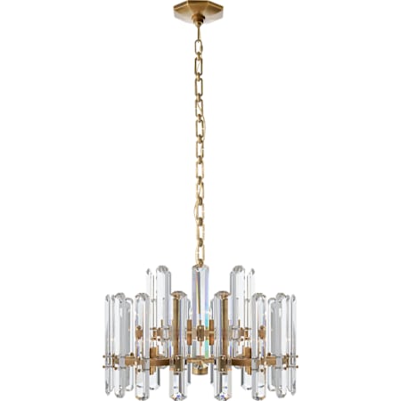 Visual Comfort Bonnington 15" Chandelier with Crystal by AERIN Hand Rubbed Antique Brass