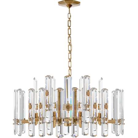 Visual Comfort Bonnington 32" Large Chandelier with Crystal by AERIN Hand Rubbed Antique Brass