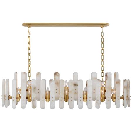 Visual Comfort Bonnington 24 Light 55" Wide Linear Chandelier Hand-Rubbed Antique Brass / Alabaster