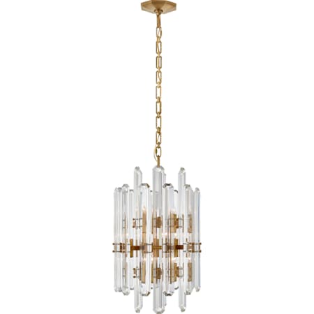 Visual Comfort Bonnington 25" Tall Chandelier with Crystal by AERIN Hand Rubbed Antique Brass
