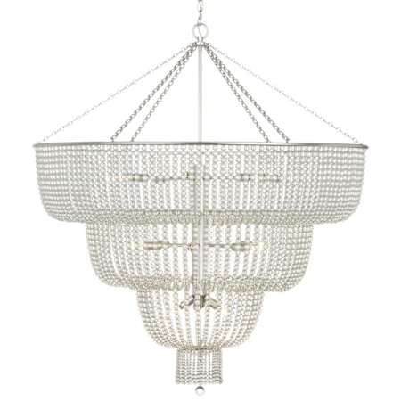 Visual Comfort Jacqueline 18 Light 46" Wide Beaded Waterfall Chandelier with Clear Glass Beads Burnished Silver Leaf